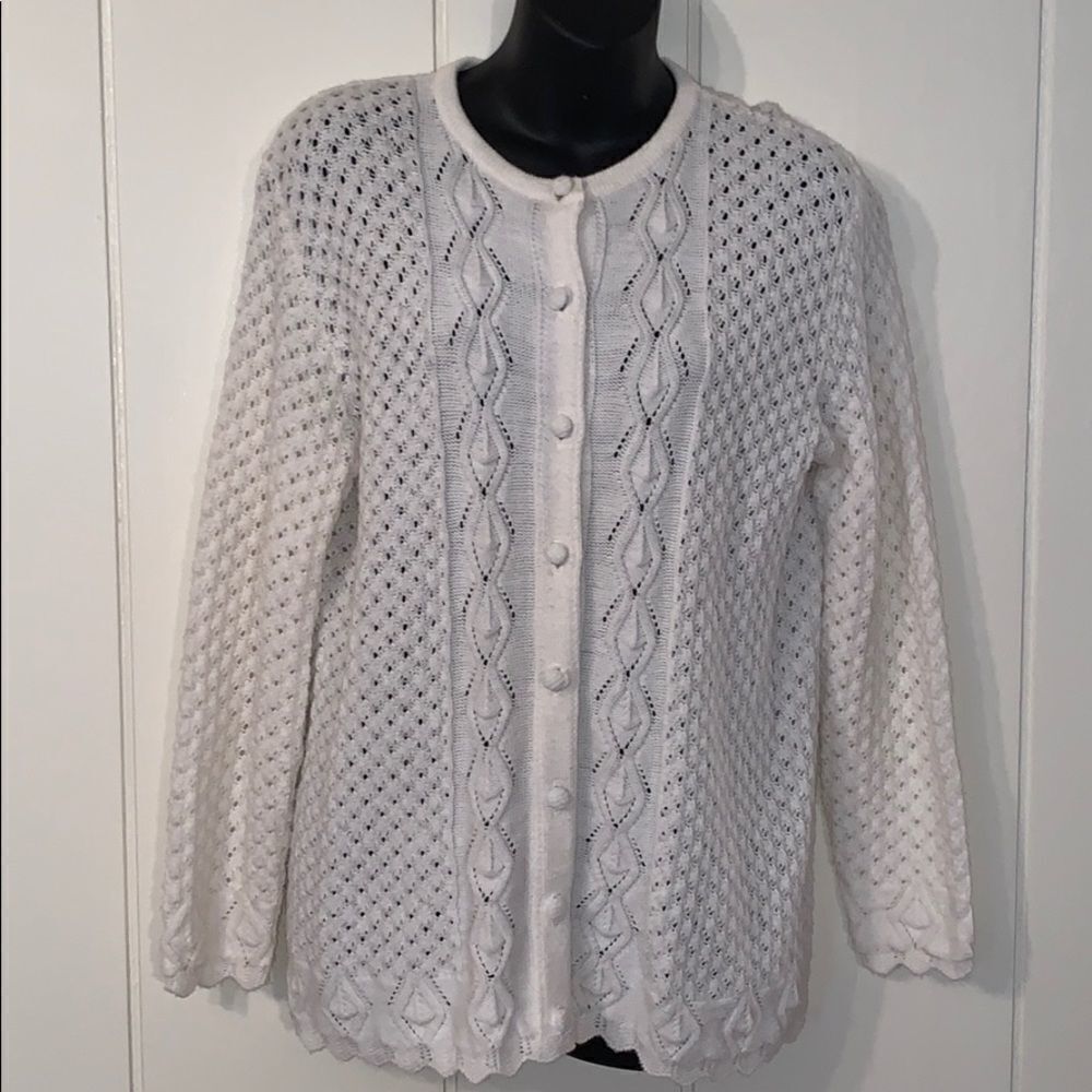 Vtg 70s It’s Pure Gould cream acrylic cardigan‎